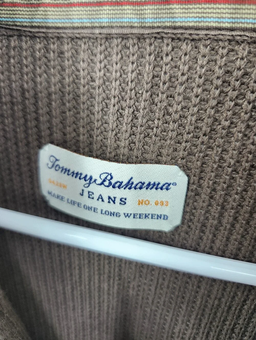 Tommy Bahama East River Half-Zip Cotton Sweater Brown Long Sleeve Men’s Size L